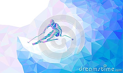Giant Slalom Ski Racer silhouette. Vector illustration Vector Illustration