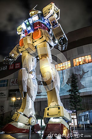 Giant statue replica of RX-78-2 Gundam, a character in Japanese anime `Mobile Suit Gundam` Editorial Stock Photo
