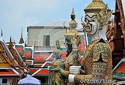 Giant statue of the Temple of the Emerald Buddha Wat Phra Kaew Stock Photo