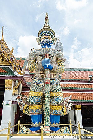 Giant statue thai style at the Thai temple in the royal grand palace Editorial Stock Photo