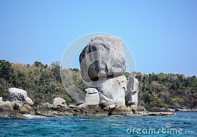 Giant Stone stacking in Lipe Island Stock Photo