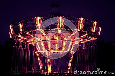 The giant stride in night, Shijingshan amusement parkï¼ŒBeijing,China Editorial Stock Photo