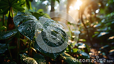 Giant Taro Leaves Stock Photo