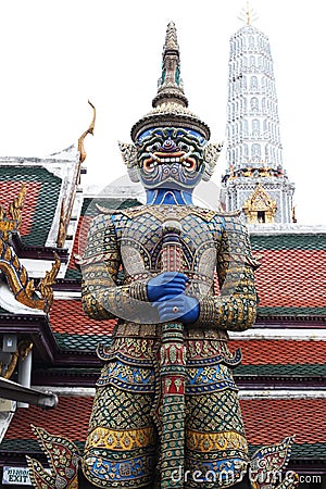the giant in Temple of the Emerald Buddha. Editorial Stock Photo
