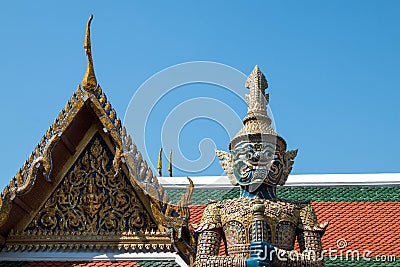 The giant in Temple of the Emerald Buddha Wat pha kaew Stock Photo