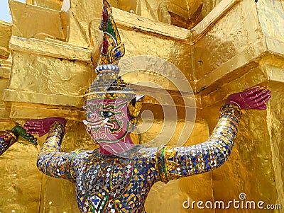 Giant of tha temple of the Emerald Buddha Stock Photo
