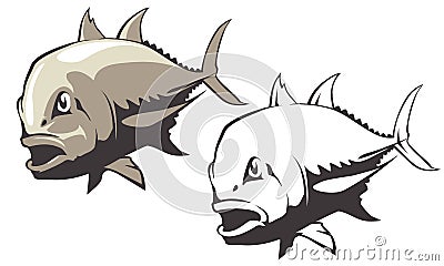 Giant Trevally Fish Vector Vector Illustration