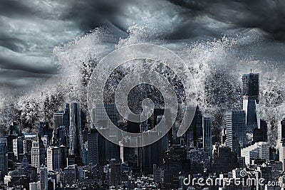 Tsunami tidal wave Stock Photo