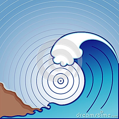 Giant Tsunami Wave Vector Illustration