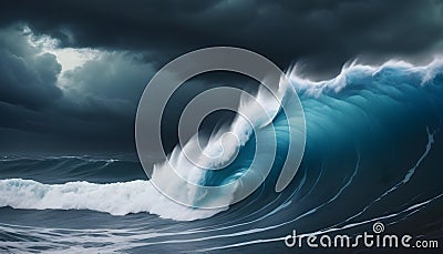 Giant tsunami waves Stock Photo