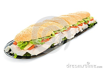 Giant Turkey Sandwich Isolated Stock Photo