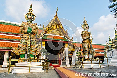 Giant at Wat Phra Kaew Temple or Temple of the Emerald Buddha. Stock Photo