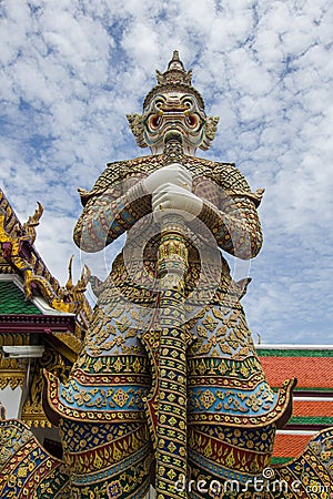 Giant in wat phra keaw bangkok Stock Photo