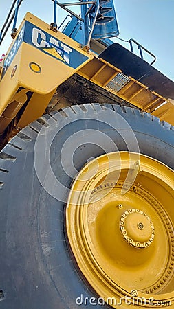 Giant wheel, huge machine wheel used in mining Stock Photo