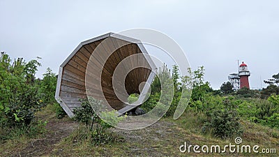 Giant wooden megaphone Stock Photo