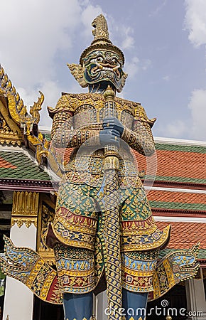 Giant Yaksha Demon Statue Stock Photo