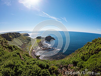 Giants Causeway Aerial view, basalt columns on North Coast of Northern Ireland near bushmills Stock Photo