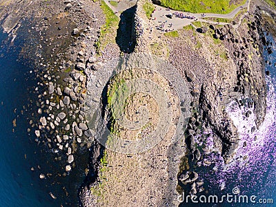 Giants Causeway Aerial view, basalt columns on North Coast of Northern Ireland near bushmills Stock Photo