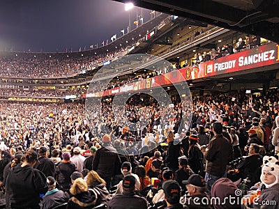 Giants Fans cheer in the stands Editorial Stock Photo