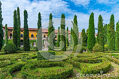 Giardino Giusti garden in Italian town Verona Stock Photo