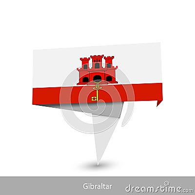 Gibraltar Country flag. Folded ribbon banner flag Vector Illustration