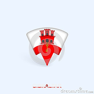 Gibraltar Flag Map Pointer Design with Shadow Vector Illustration