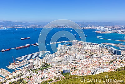 Gibraltar landscape port Mediterranean Sea travel traveling town overview Stock Photo