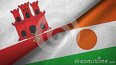 Gibraltar and Niger two flags textile cloth, fabric texture Stock Photo
