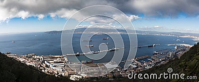 Gibraltar, points of interest in the British overseas area on the southern spit of the Iberian Peninsula, Stock Photo