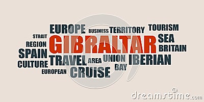 Gibraltar relative tags cloud Vector Illustration