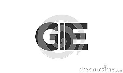 GIE logo design template with strong and modern bold text. Initial based vector logotype featuring simple and minimal typography. Vector Illustration