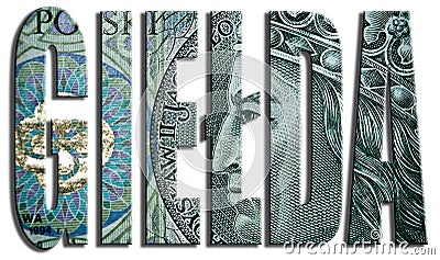 Gielda, stock market. 100 PLN or Polish Zloty texture. Stock Photo