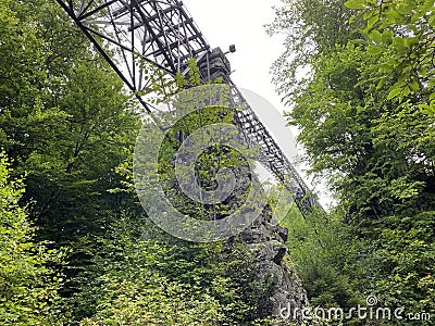 Giessbachbahn - The oldest funicular railway in Europe, Brienz - Canton of Bern, Switzerland / Standseilbahn Giessbach Stock Photo