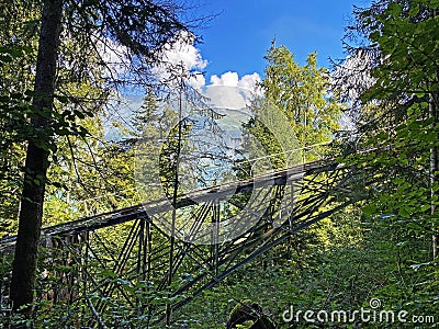 Giessbachbahn - The oldest funicular railway in Europe, Brienz - Canton of Bern, Switzerland / Standseilbahn Giessbach Stock Photo