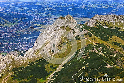 Giewont with a cross Stock Photo