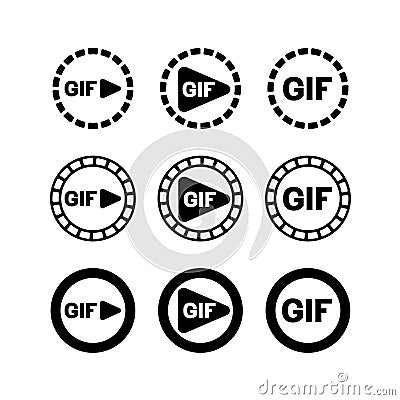 GIF animation play icon. Film with frames around. Vector Illustration