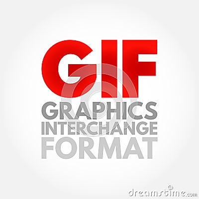 GIF Graphics Interchange Format - type of bitmap image format, acronym text concept background Stock Photo