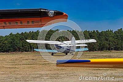 Rear view of the Antonov, a large single engine biplane Editorial Stock Photo