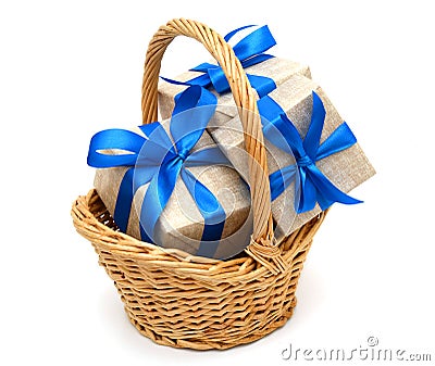 Gift in basket Stock Photo