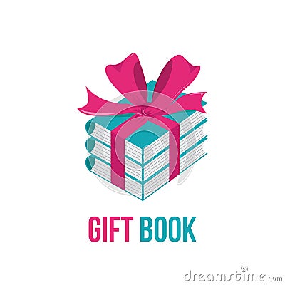 Gift book logo design- vector Cartoon Illustration