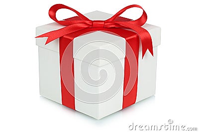 Gift box bow Christmas gifts birthday Valentines day isolated on Stock Photo