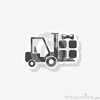 Gift box forklift sticker isolated on white Vector Illustration