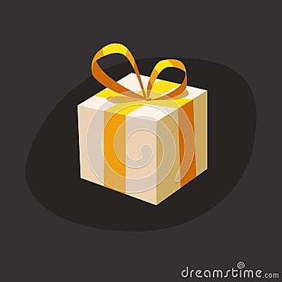 Gift box with a gold ribbon and bow Vector Illustration