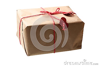 Gift box with hearts isolated on white background for design ellement or collage Stock Photo