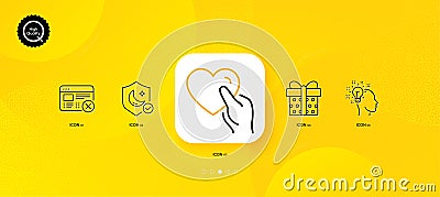 Gift box, Hold heart and Reject web minimal line icons. For web application, printing. Vector Vector Illustration