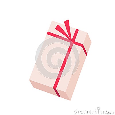 Gift box with a pink bow. Isolated on white background. Vector Illustration