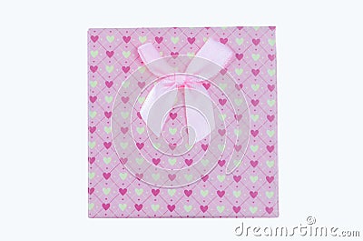 Gift Box pink color on White background,Clipping path Stock Photo