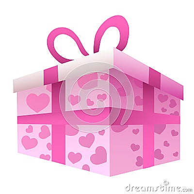 Gift box with pink hearts Stock Photo