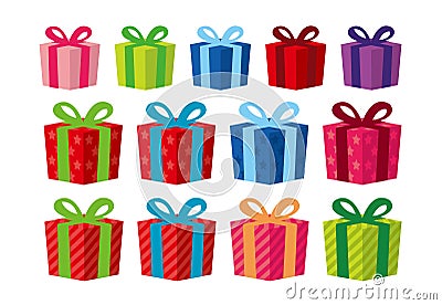 Gift box present box vector illustration set Vector Illustration