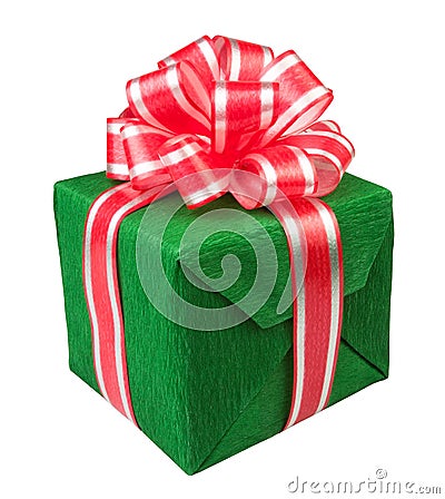 Gift box present green Stock Photo